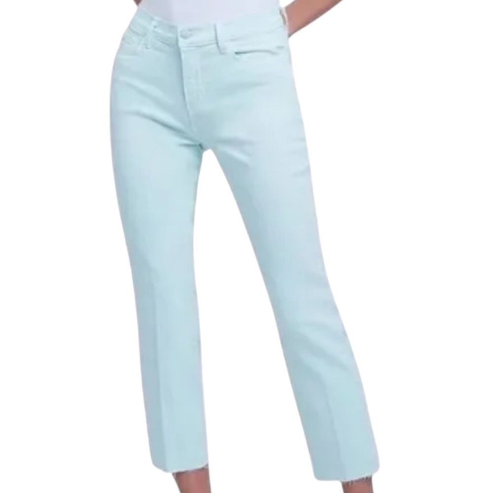 L’AGENCE Sada High Rise Cropped Slim Jeans Soft Mint Size 23 NWT